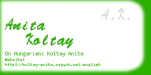 anita koltay business card